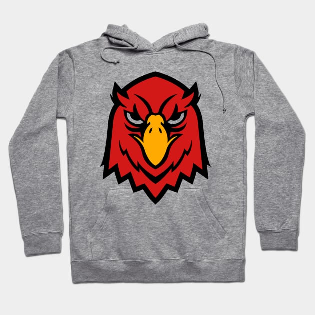 Red Falcon Bird Face Logo Hoodie by AnotherOne